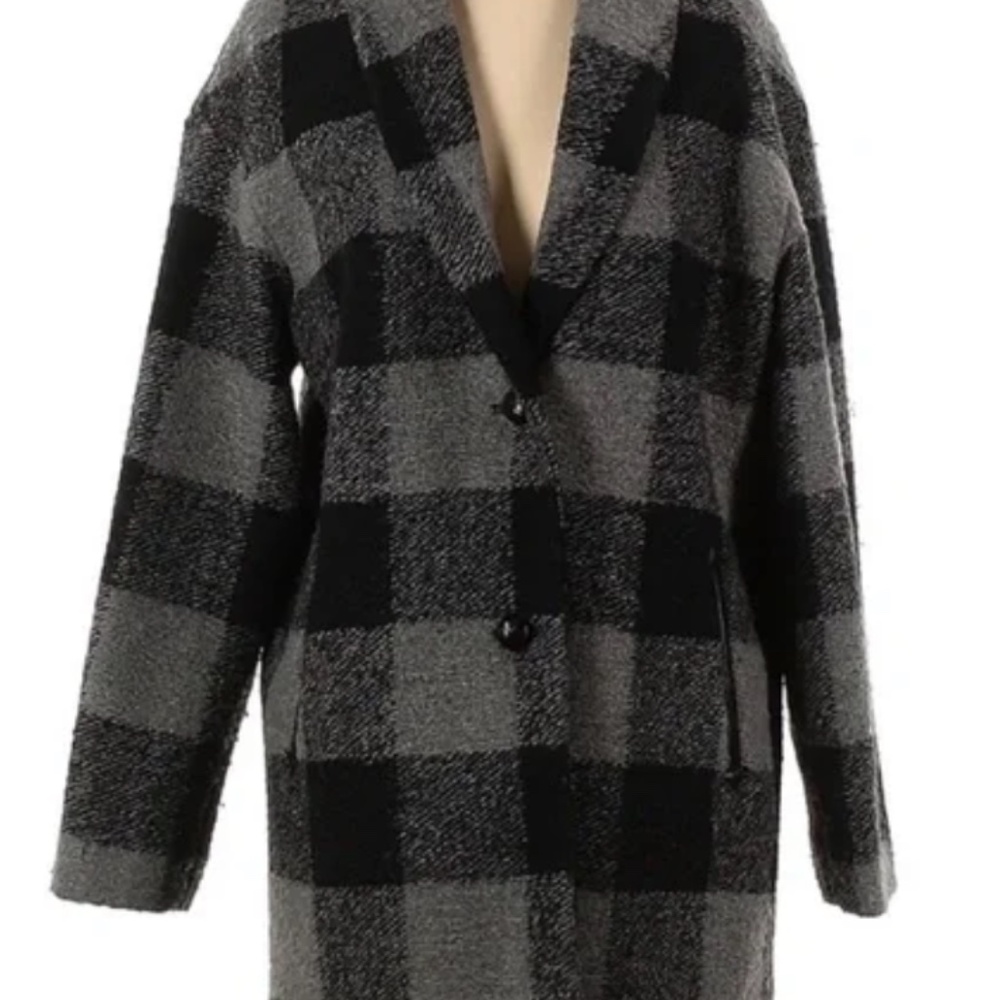 LUCKY BRAND GREY/BLACK BUFFALO CHECK COAT